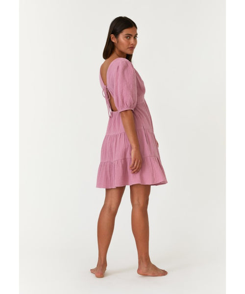 Orchid Puff Sleeve Mini Dress