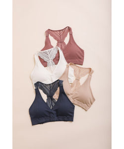 Lace/Racerback Bralette - Gray Blue