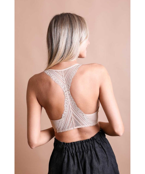 Lace/Racerback Bralette - Beige