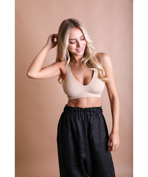 Lace/Racerback Bralette - Beige