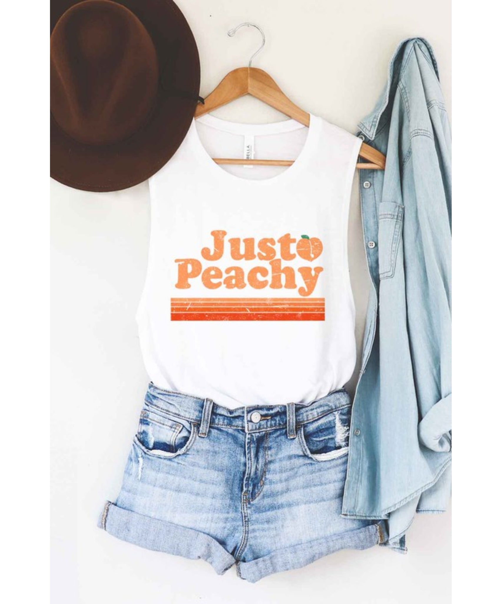 Just Peachy Graphic Tank - White