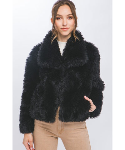 Savanna Faux Fur Jacket - Black