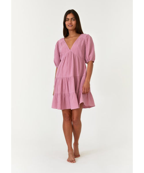 Orchid Puff Sleeve Mini Dress