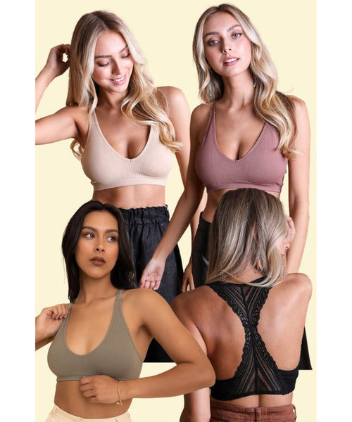 Lace/Racerback Bralette - Ivory
