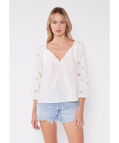 Mia Embroidered Sleeve Top