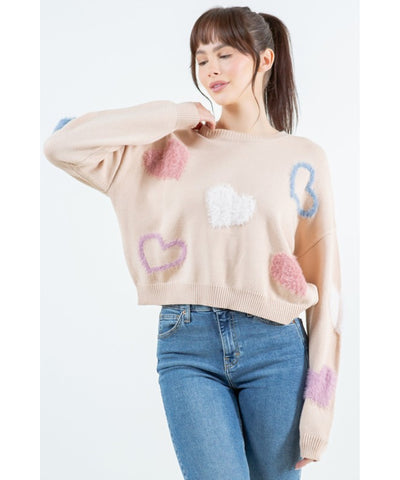 Heart to Handle Knit Sweater - Taupe