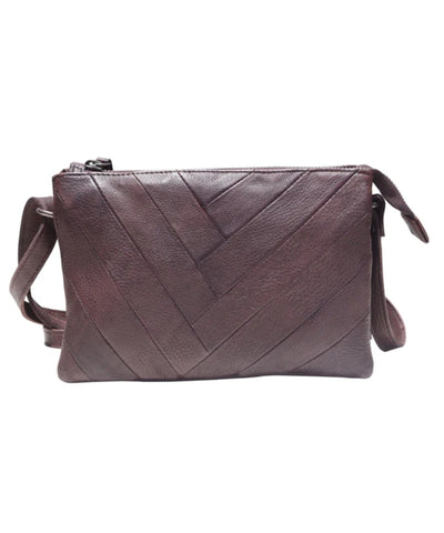 Zig Zag Crossbody Bag - Brown