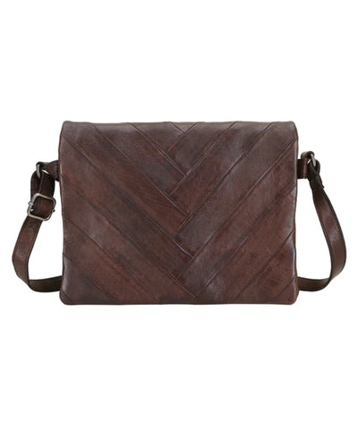 Primm Herringbone Flap Crossbody - Brown