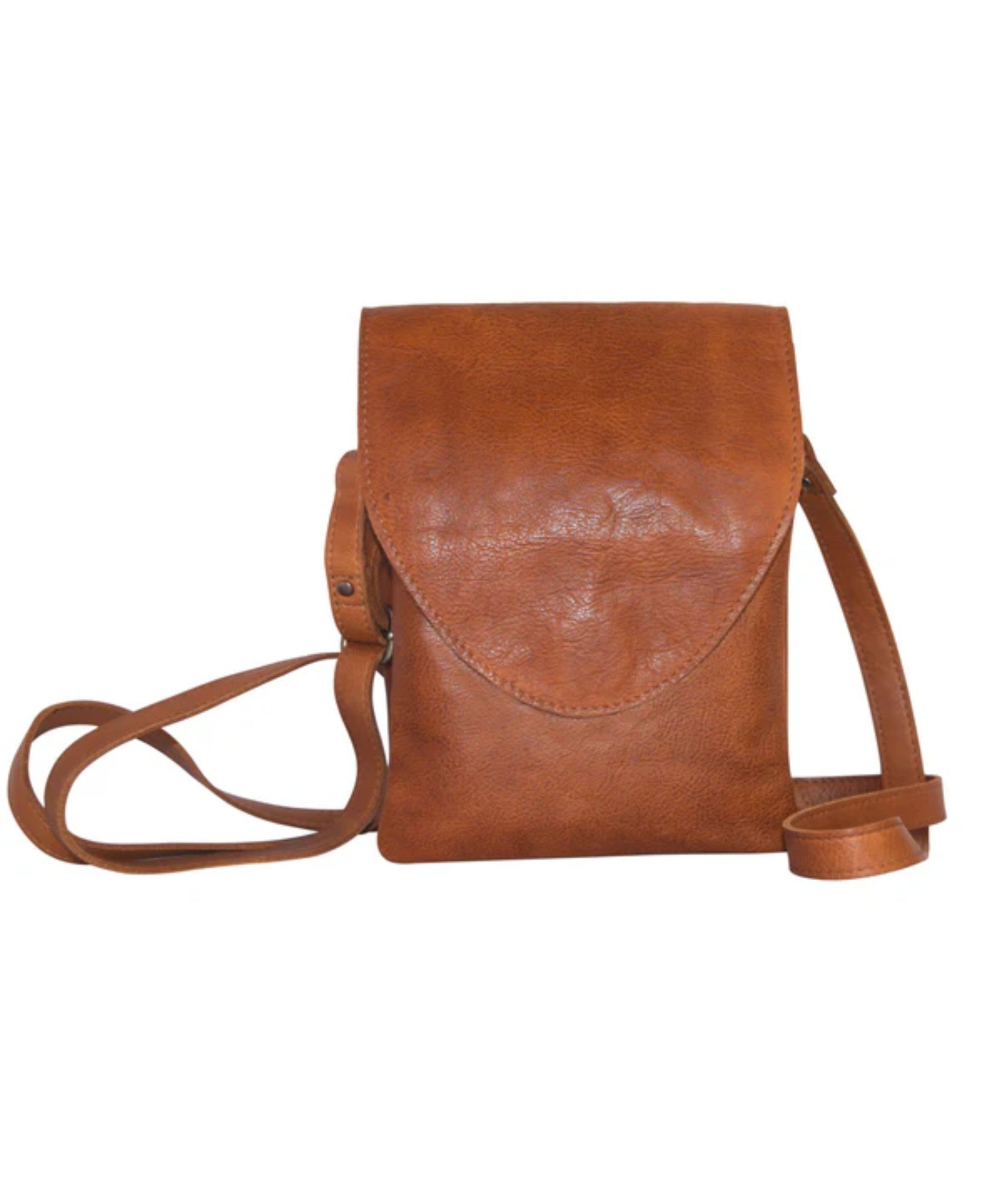 Mic Leather Crossbody - Cognac