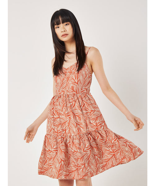 Geo Leaf Print Mini Dress
