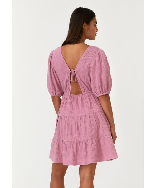 Orchid Puff Sleeve Mini Dress