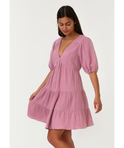 Orchid Puff Sleeve Mini Dress