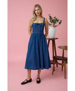 Mandy Denim Lace Up Dress