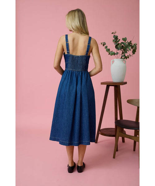 Mandy Denim Lace Up Dress