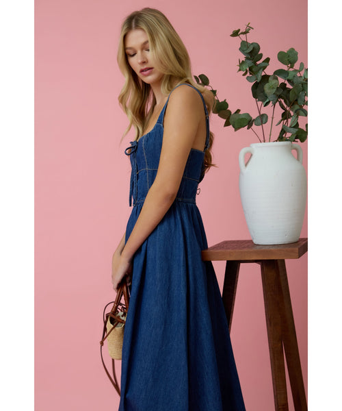 Mandy Denim Lace Up Dress