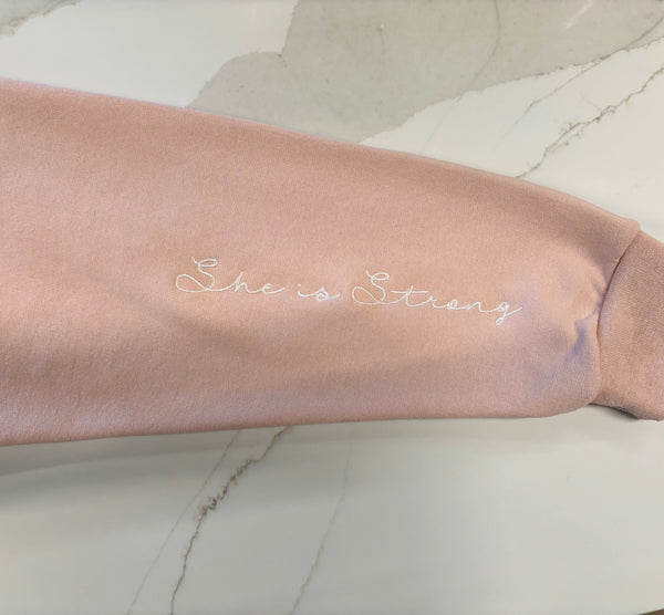 She is Strong Embroidered Crewneck Sweatshirt