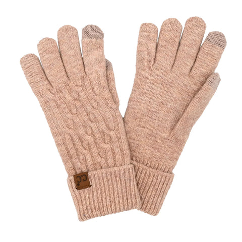 Cable Knit Gloves - Sand