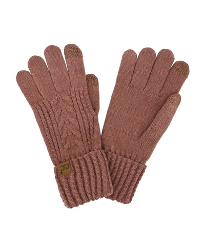 Cable Knit Gloves - Coco Berry