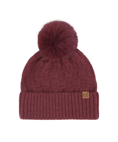 CC Beanie - Woven Checkered - Burgundy