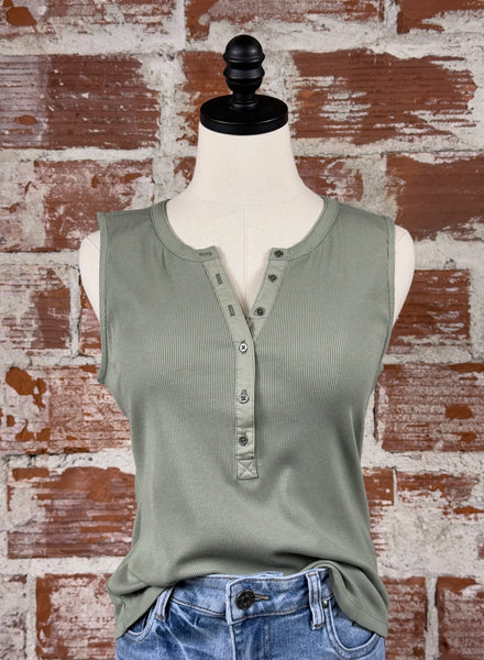 Whitney Ribbed Sleeveless Henley Tank