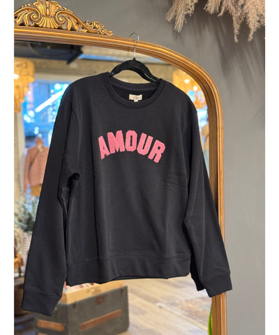 Amour Crewneck Sweatshirt - Black/Pink