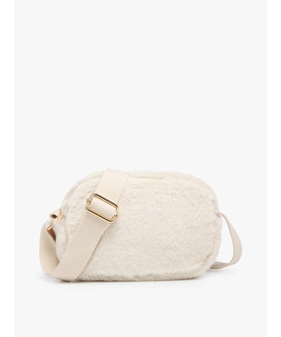 Jessie Faux Fur Crossbody Bag - Off White