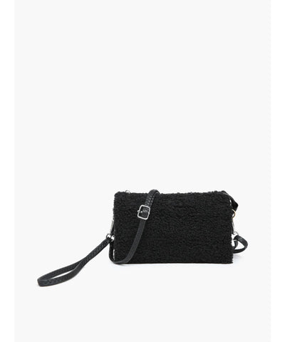 Kendyl Convertible Crossbody Bag - Sherpa Black