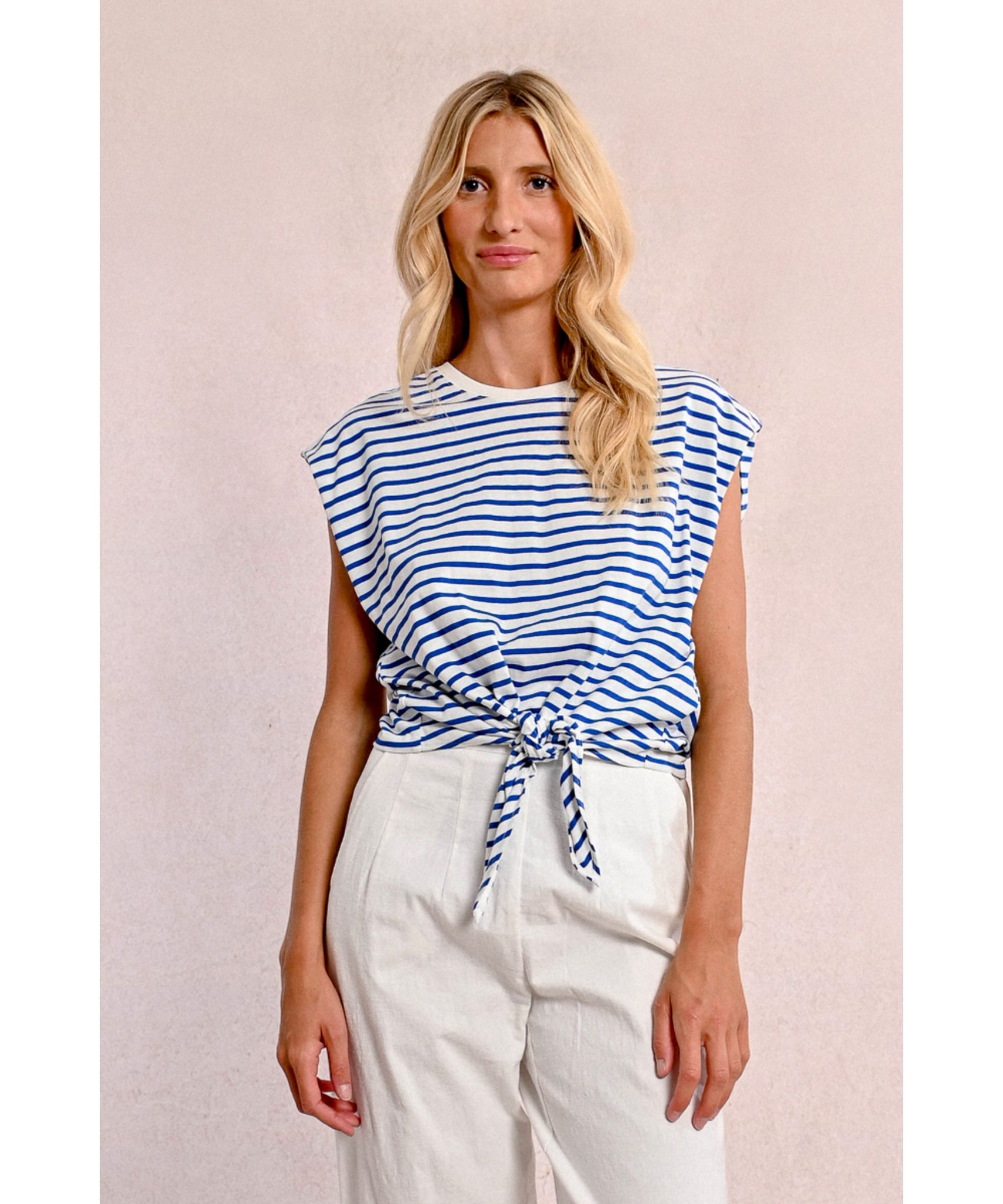 Sloane Striped Tie Front Top