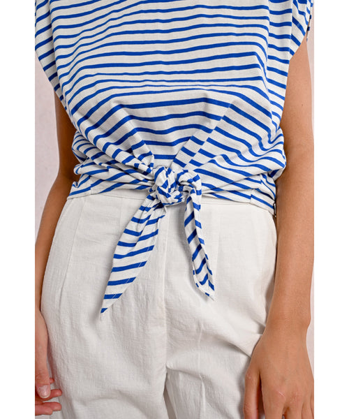 Sloane Striped Tie Front Top