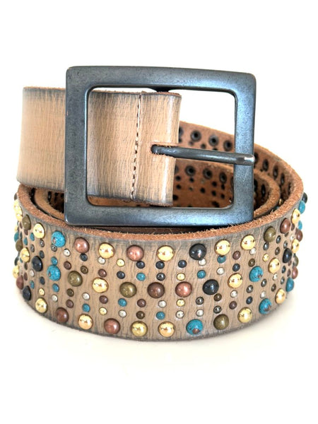 Tan Leather Studded Belt