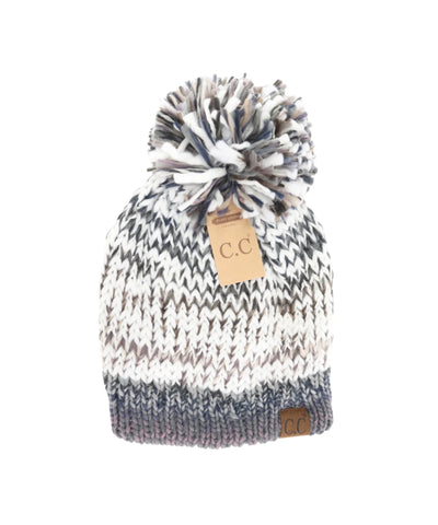 CC Beanie Multicolored Pom - Black/Grey