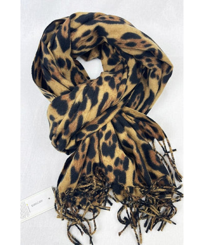 Leopard Print Scarf - Brown