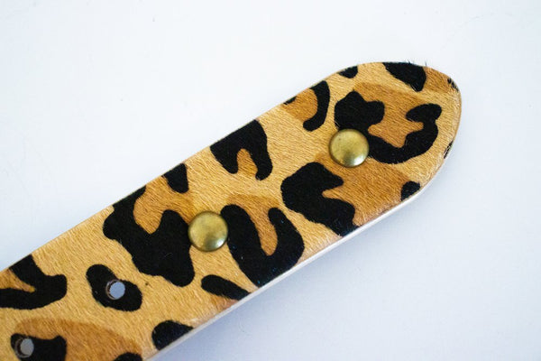 Leopard Print Hair on Hide Leather Studded Belt