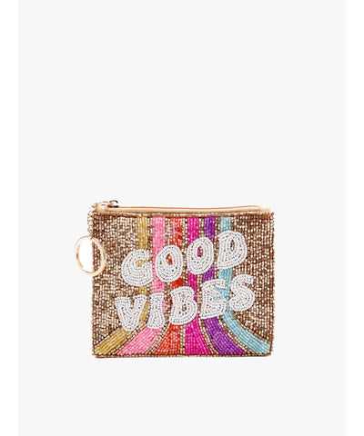 Good Vibes Beaded Coin Pouch