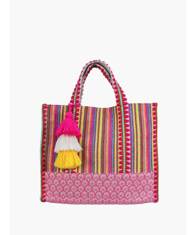 Ricki Striped Cotton Tote - Pink