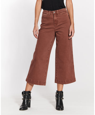 Lezle Wide Leg Crop Denim - Mocha