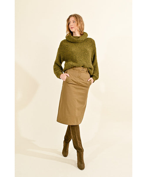 Wide Turtleneck Sweater - Olive